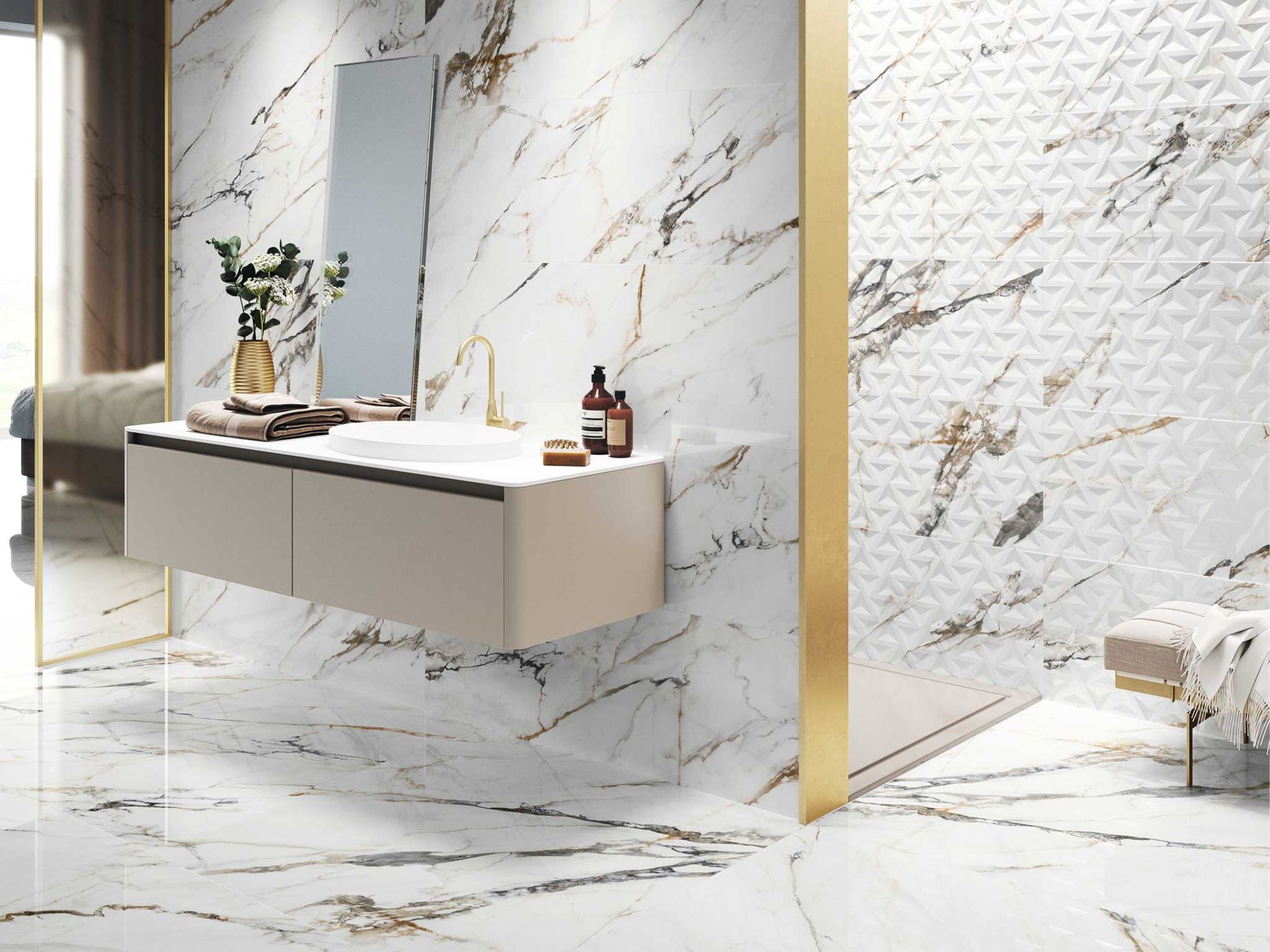 Firenze - Calacatta Gold Geo | Stones & More | Finest selection of Mosaics, Glass, Tile and Stone