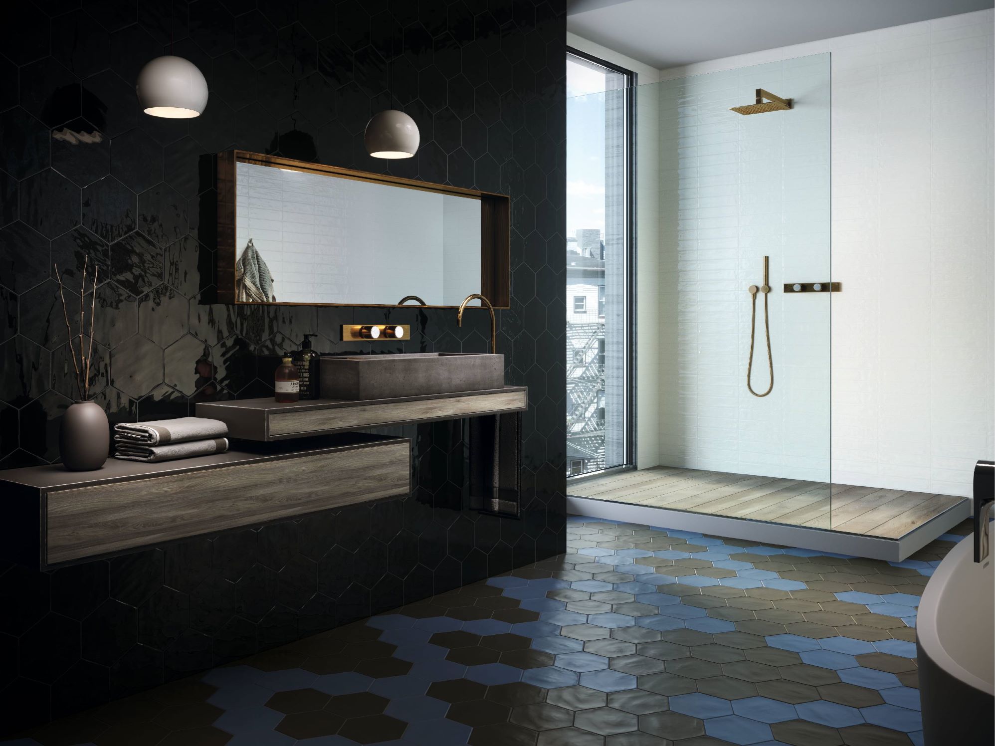 Geometry Hex Black Matte | Stones & More | Finest selection of Mosaics, Glass, Tile and Stone