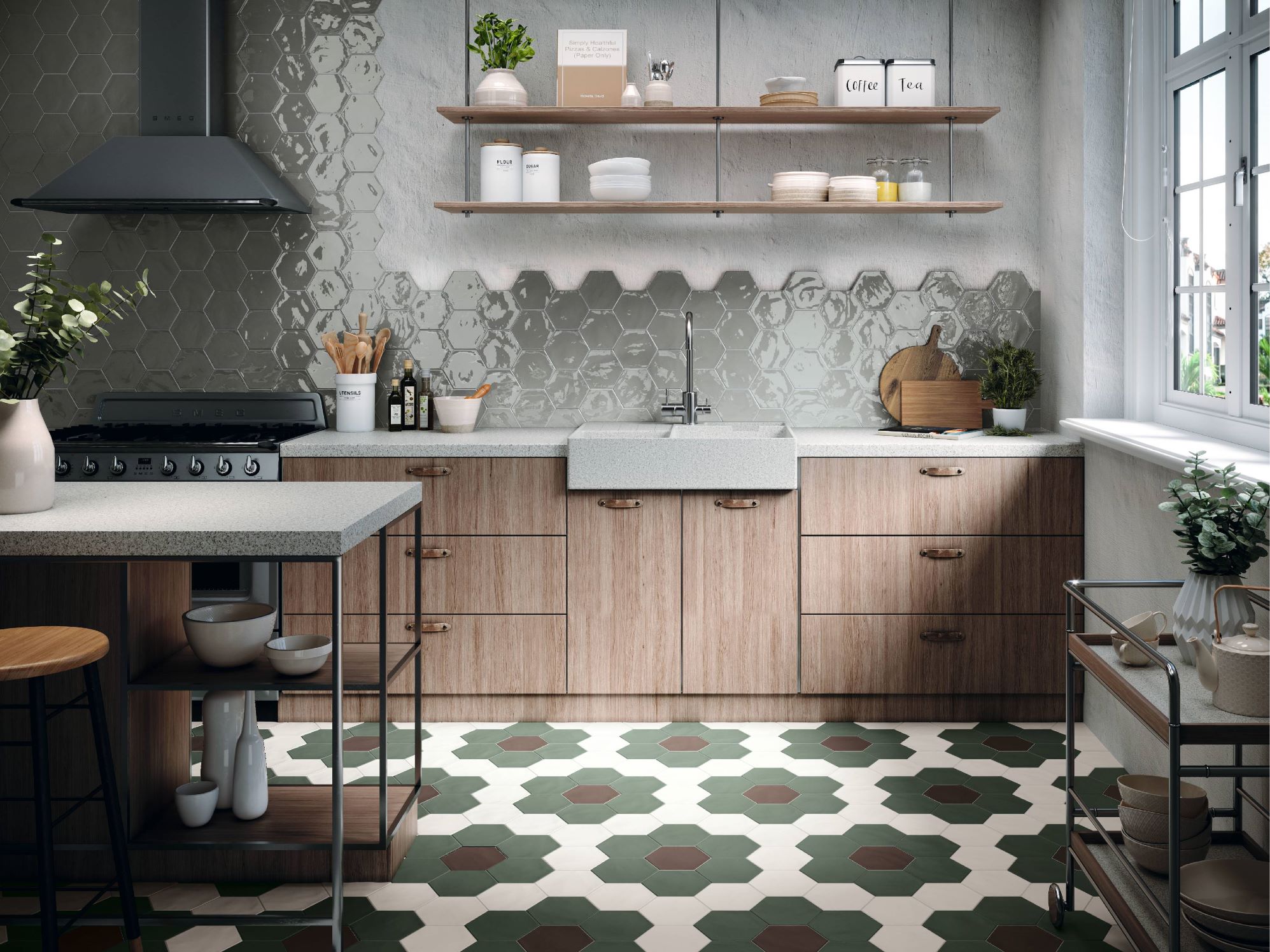 Geometry Hex Green Matte | Stones & More | Finest selection of Mosaics, Glass, Tile and Stone